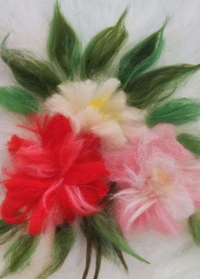 Букет. Мастер-класс по шерстяной акварели