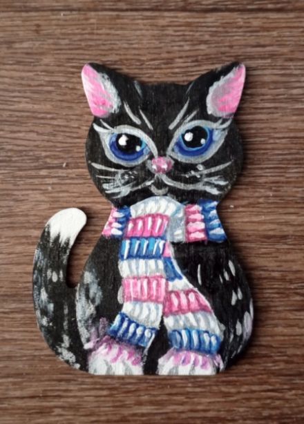 Кот-мурлыка. Мастер-класс по промысловой росписи по дереву