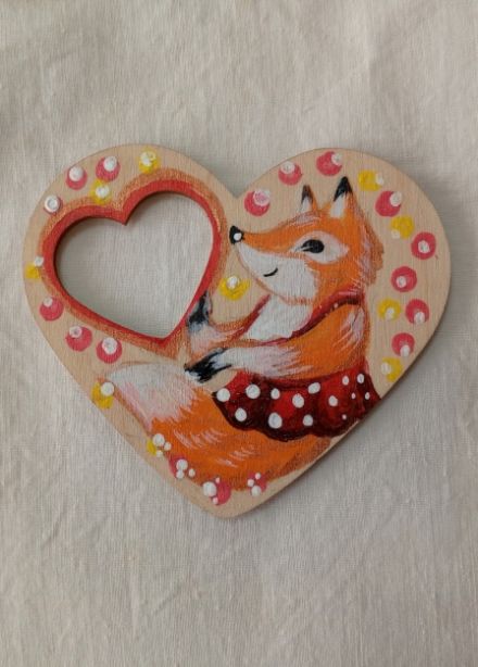 Подарок маме от лисички. Мастер-класс по промысловой росписи по дереву