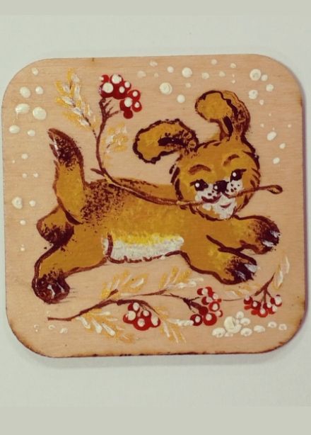 Веселый щенок. Мастер-класс по росписи по дереву