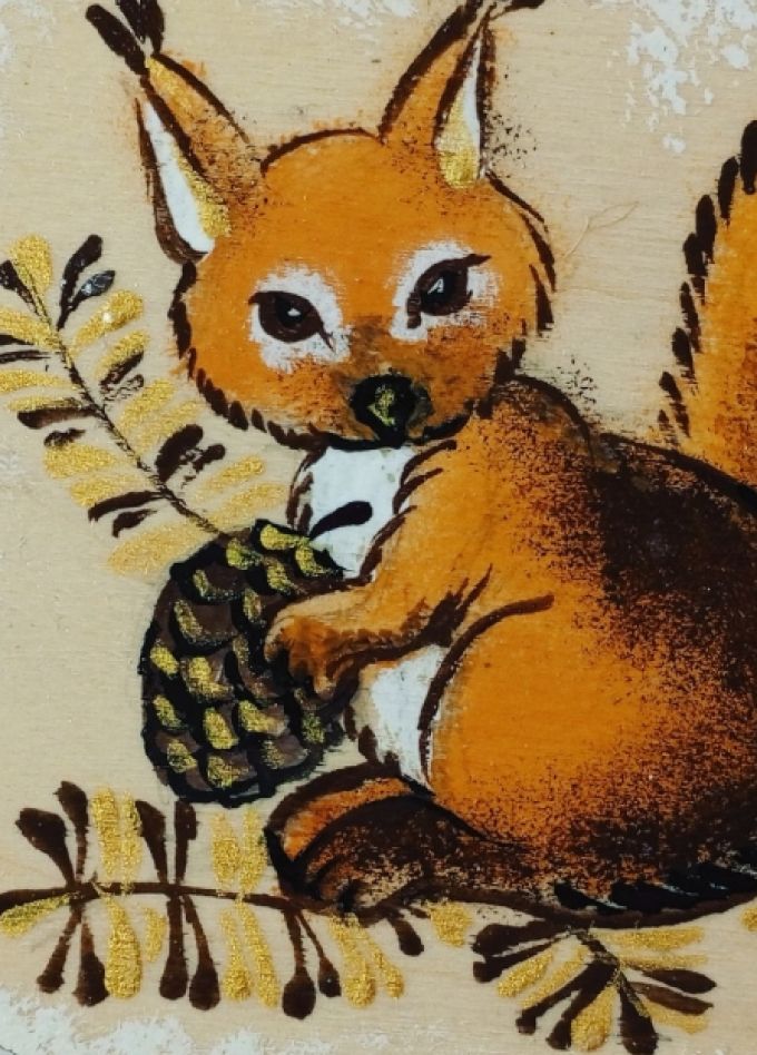 Белочка-добытчица. Мастер-класс по росписи по дереву